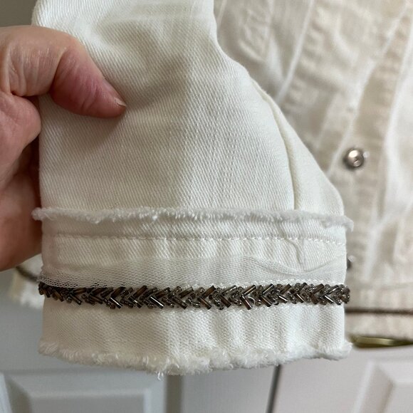 Marc Aurel White Denim Jacket with beaded and gosse detail - size 38 / medium - Picture 8 of 15